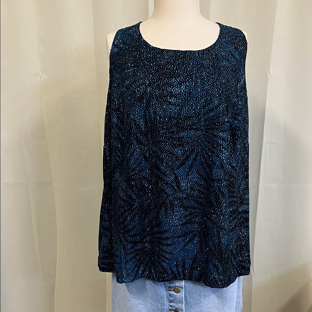 Elegant Navy & Teal Blue Sleeveless Top